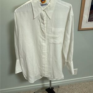 Banana Republic White Linen long button up Tunic Top